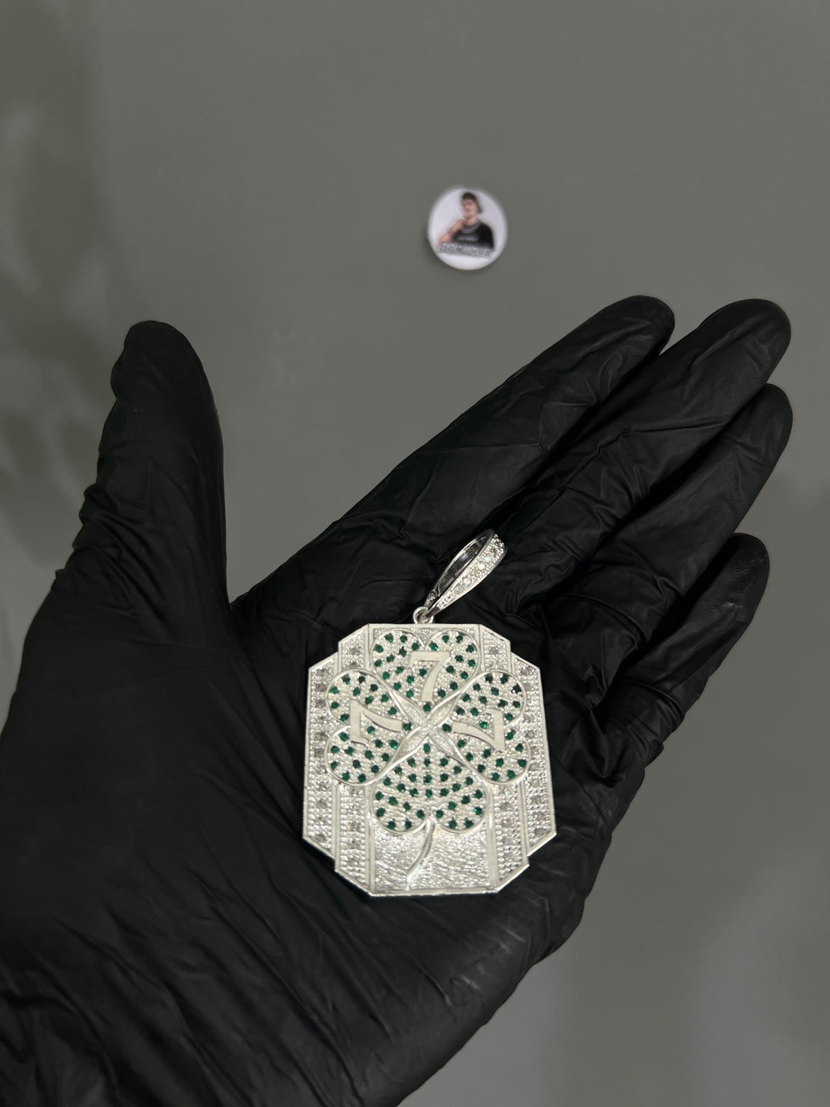 Pingente - Trevo de 4 Folhas Cravejado 777 | Prata Mista 28