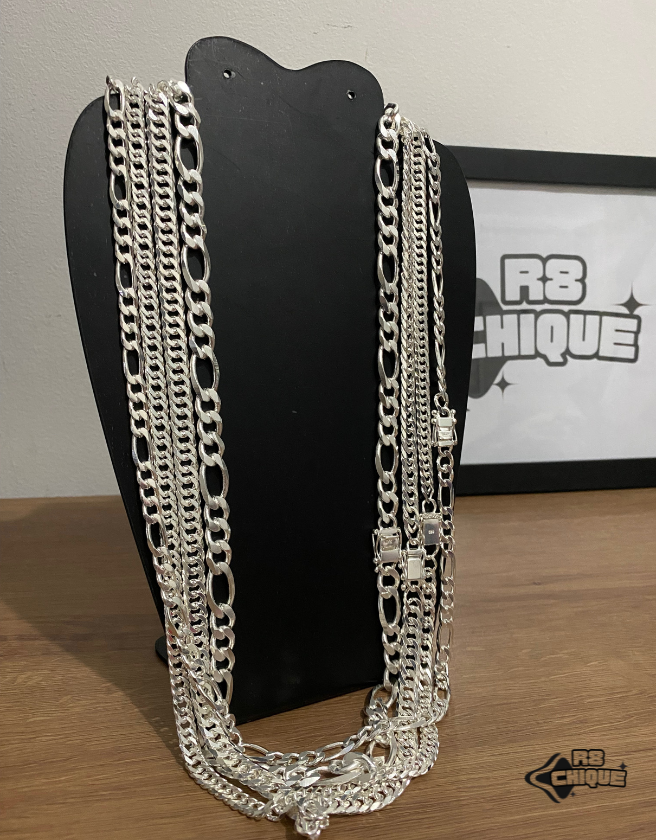 Kit Revenda | 2 Corrente de 8MM - EloDuplo e 3x1 / 2 de 12MM - 3x1 e EloDuplo / 70CM (Kit 51)