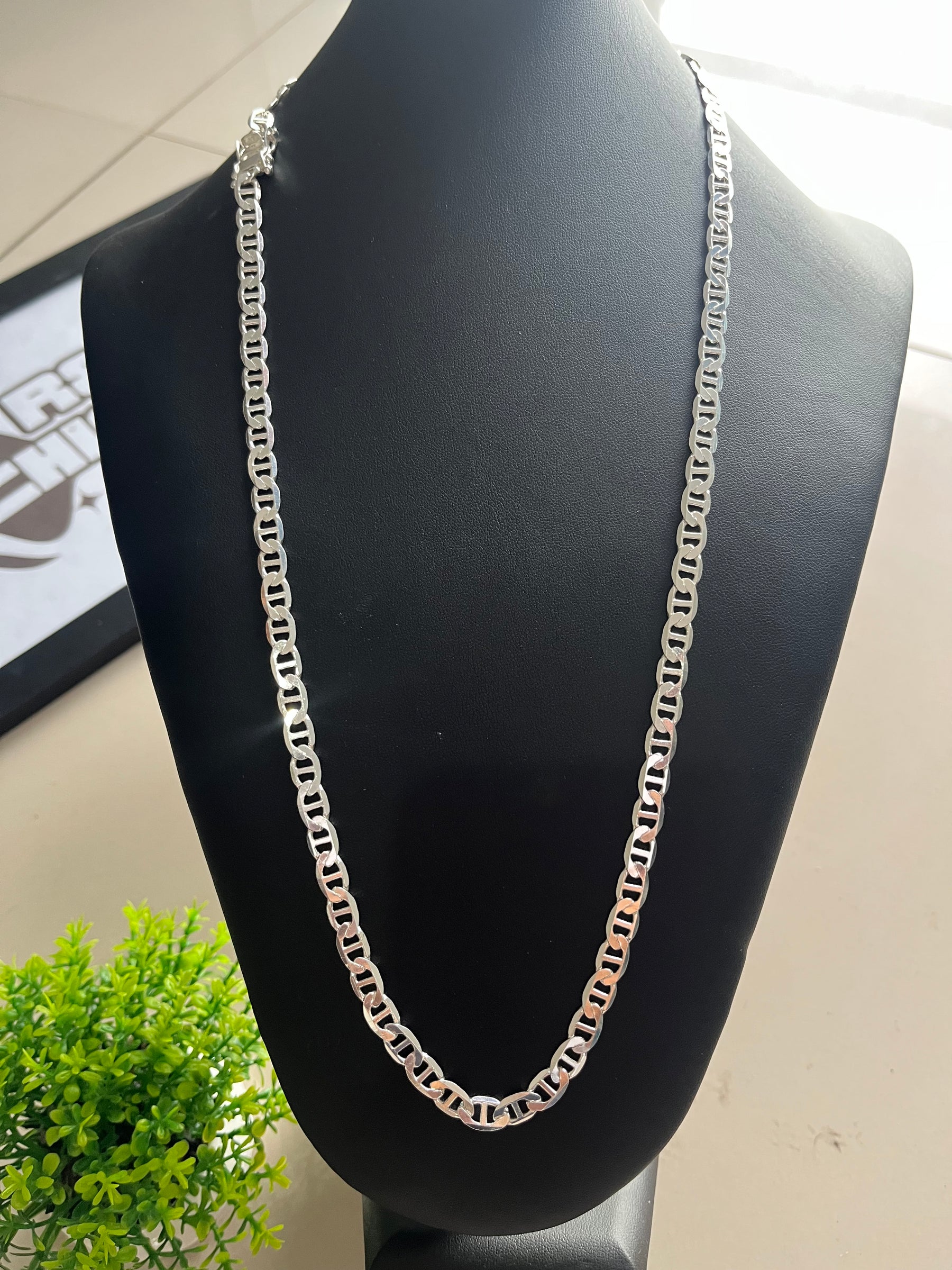 Corrente Prata Piastrine - 8MM / 70CM