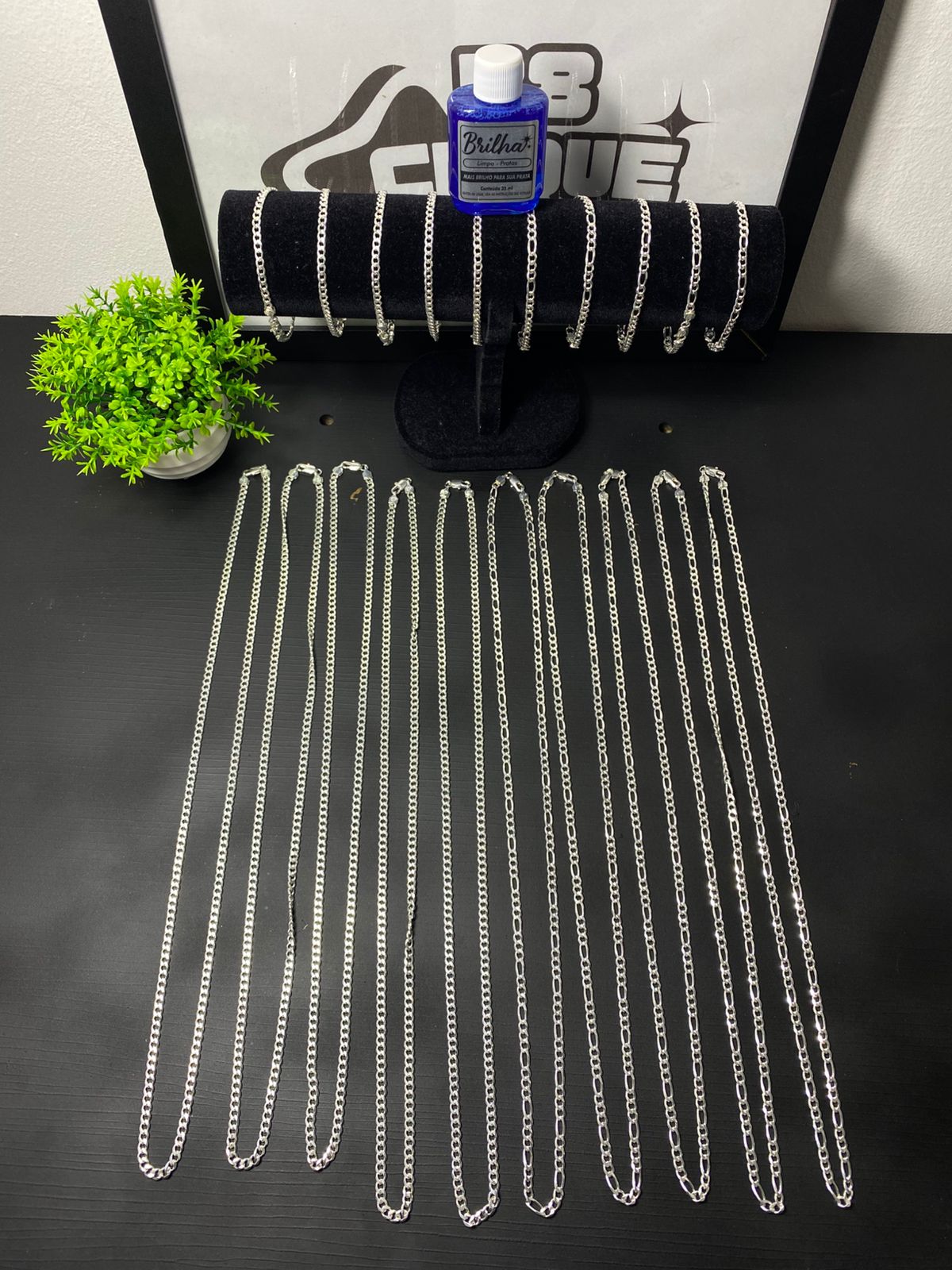 Kit Revenda | 10 Correntes / 10 Pulseiras - 5MM + 1 Limpa Pratas (BRIDE) (Kit 103)