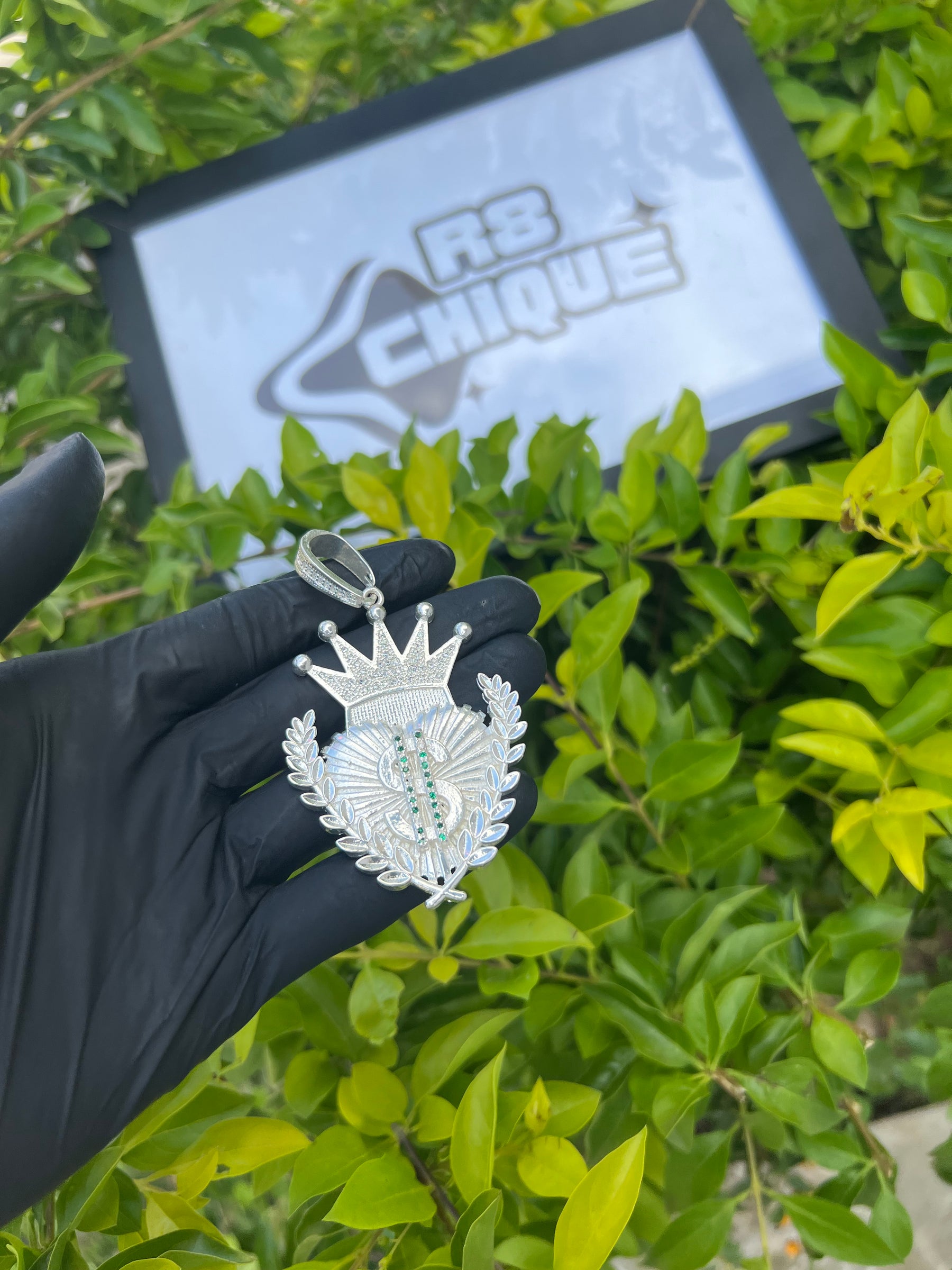 Pingente - Cifrão/Coroa | Prata Mista