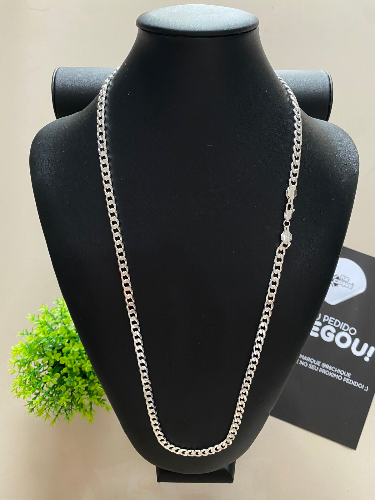 Corrente Prata Grumet 1x1 - 8MM / 70CM