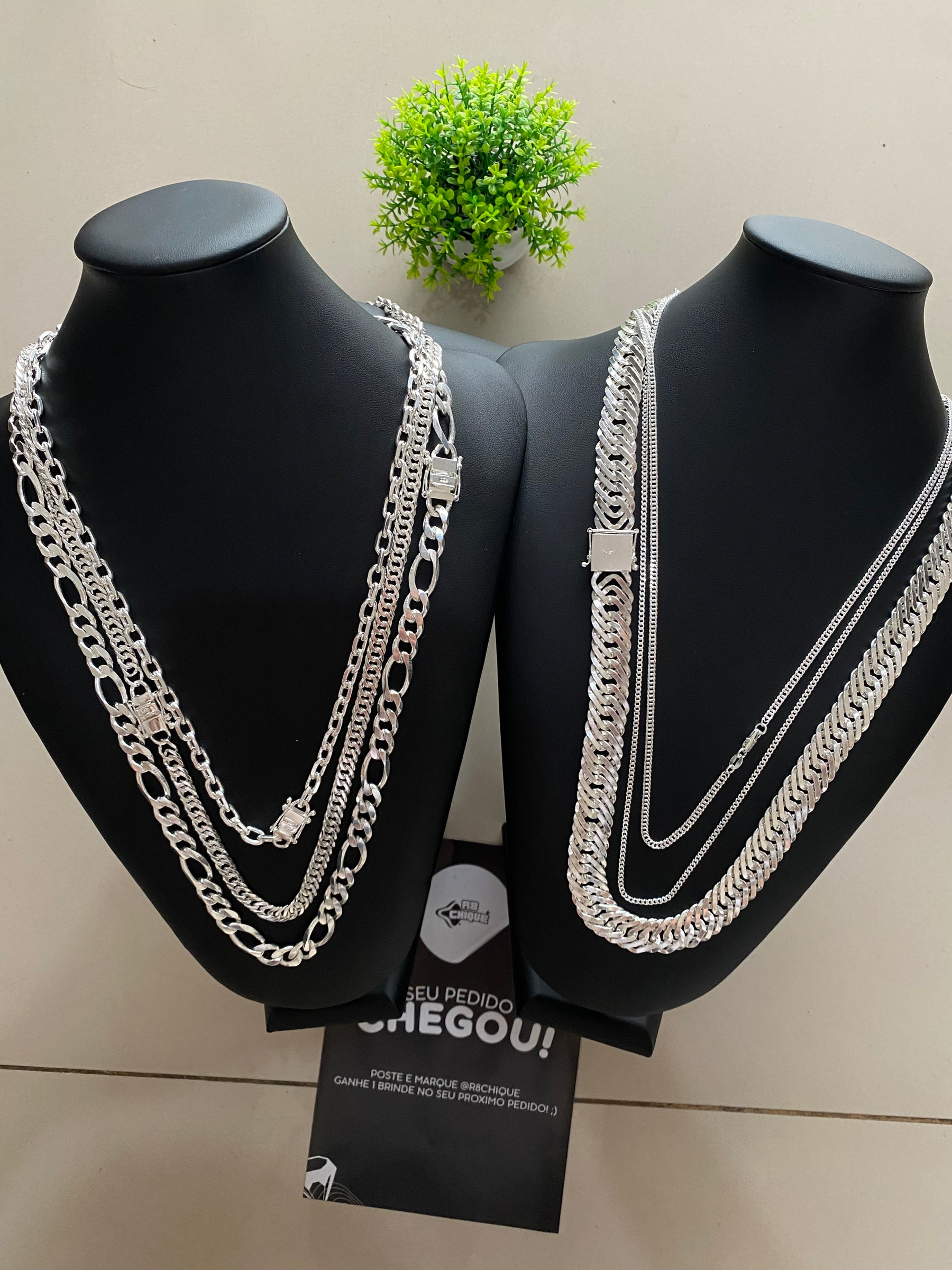 Kit Revenda | 6 Correntes / 1 de 17MM / 1 12MM 3x1/ 2 de 3MM / 2 de 8MM Cartie e EloDuplo (Kit 3)