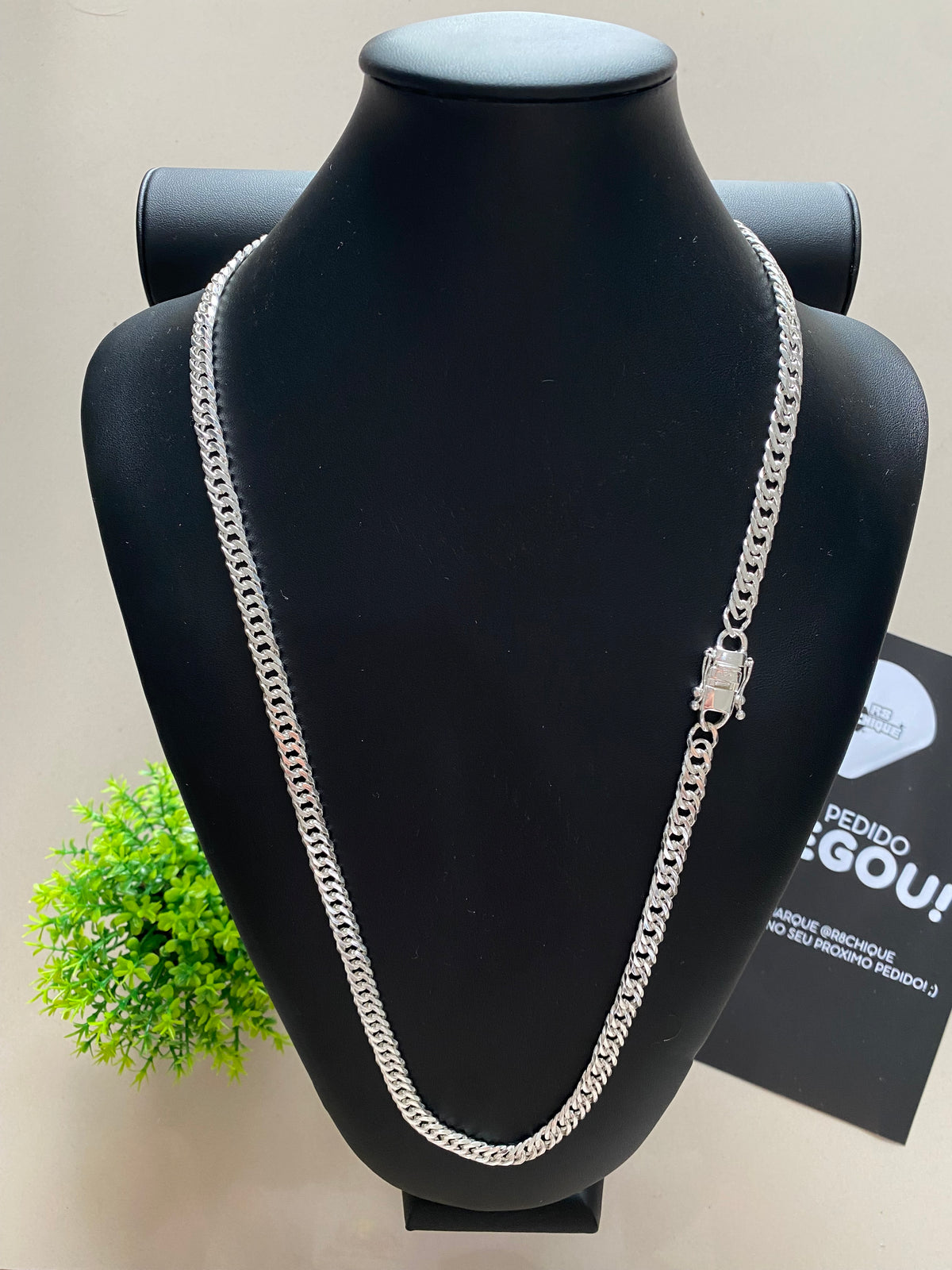 Corrente Prata EloDuplo - 8MM / 70CM