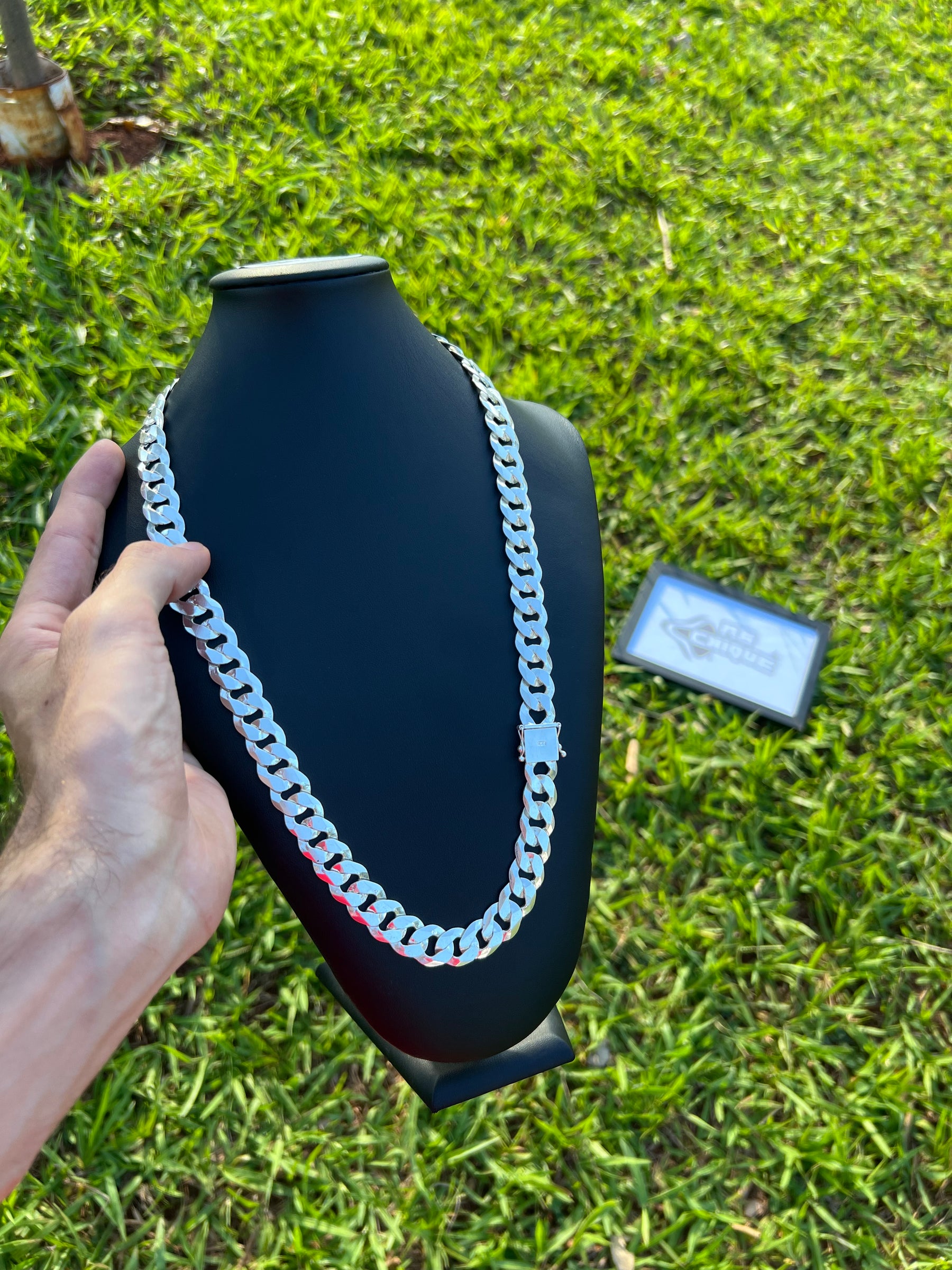 Corrente Prata Mista 1x1 - 15MM/70CM (ITALIANA)