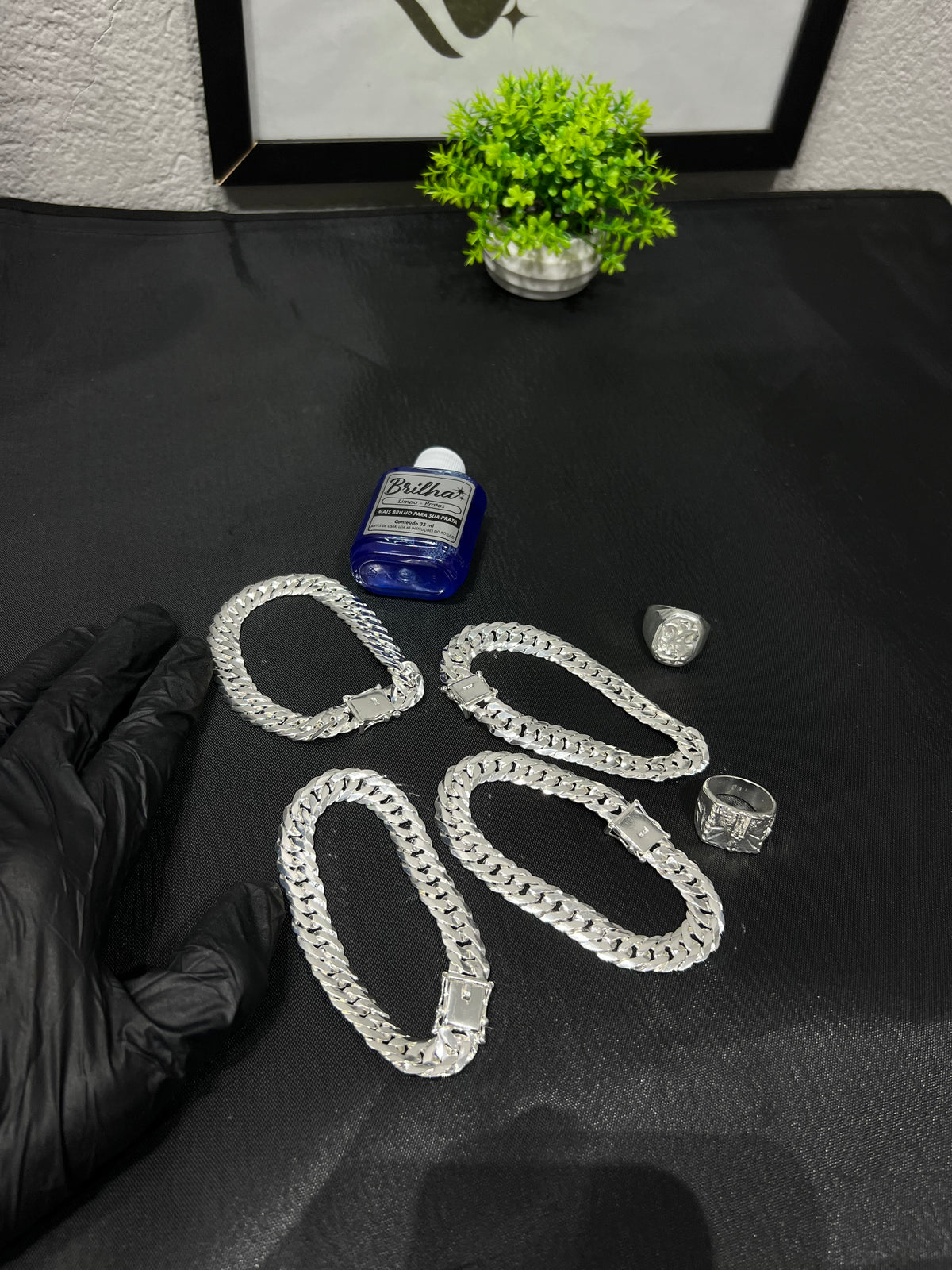 Kit Revenda | 4 Pulseira 13MM/70CM - EloDuplo + 2 Dedeira (Limpa Pratas Brinde)