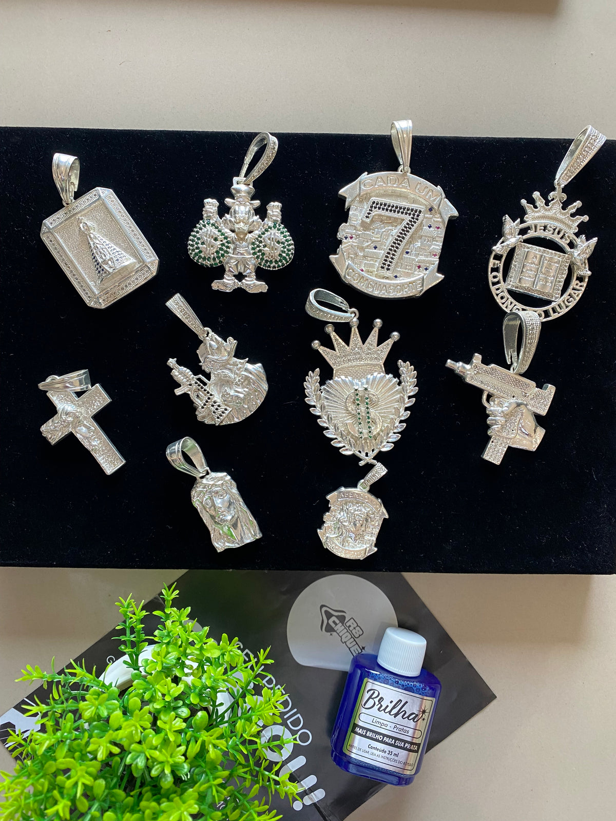 10 Pingentes Nacional + Limpa Pratas (Brinde) (Kit 139)