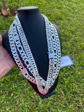 Corrente Prata Mista 1x1 - 18MM/70CM (ITALIANA)