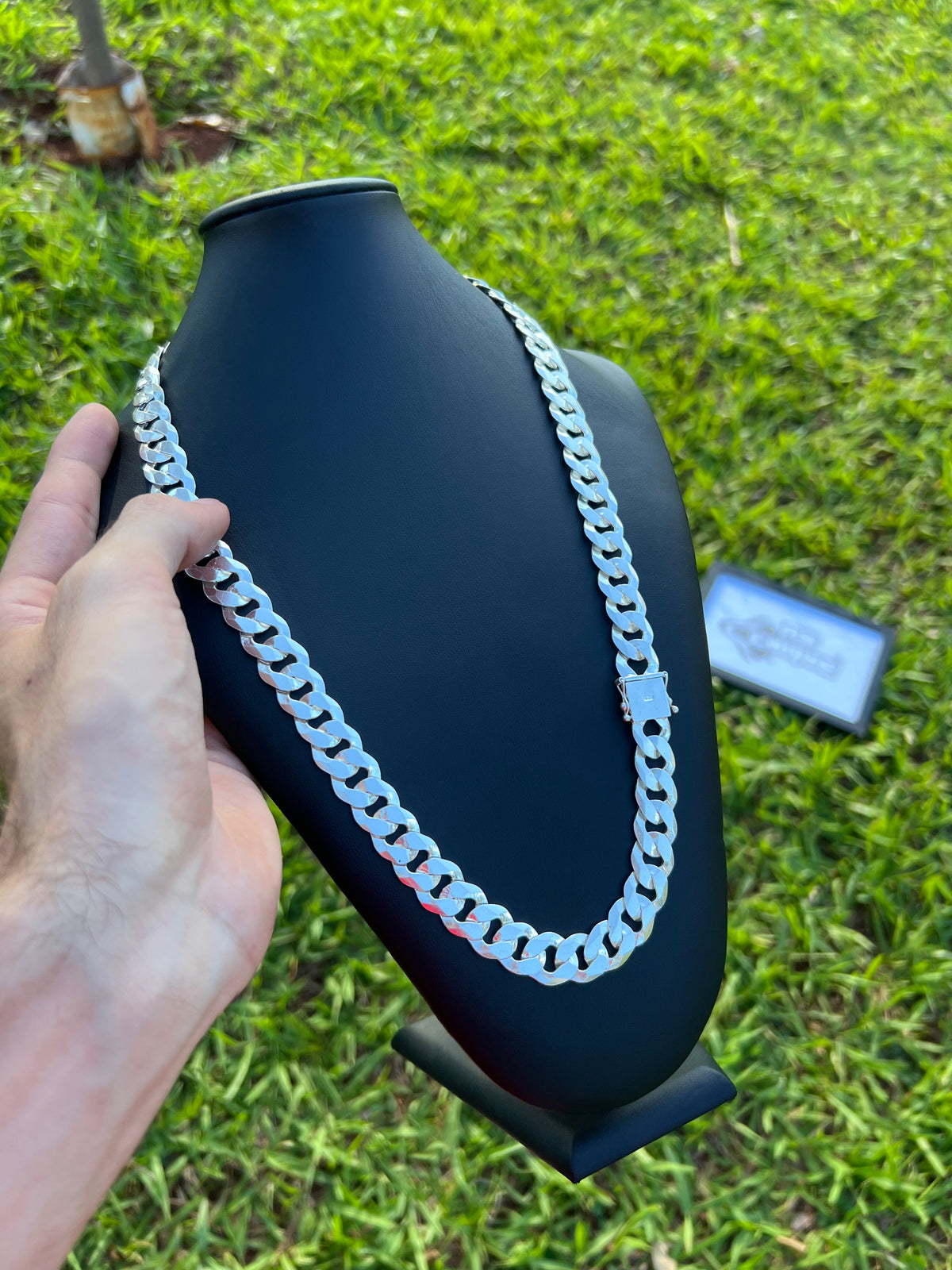 Corrente Prata Mista 1x1 - 15MM/70CM (ITALIANA)