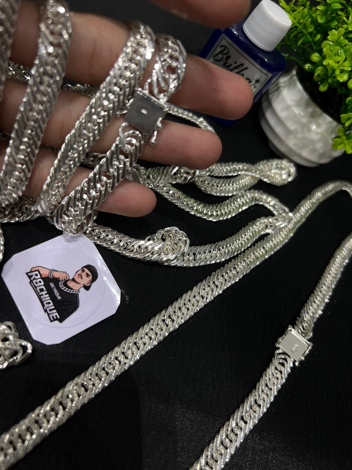 Corrente Prata Mista 10MM / 70CM - EloTriplo