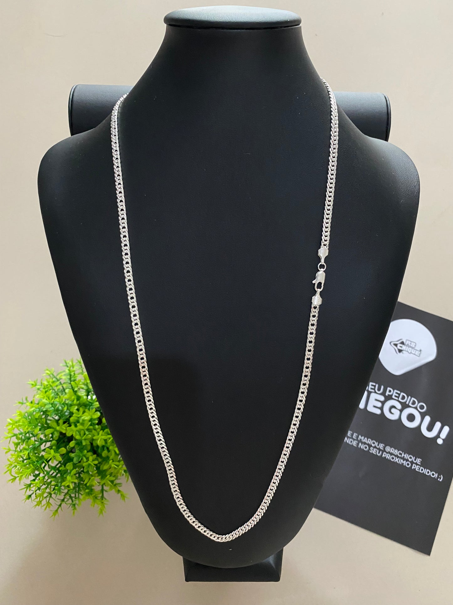 Corrente Eloduplo - 4MM/70CM Prata Mista