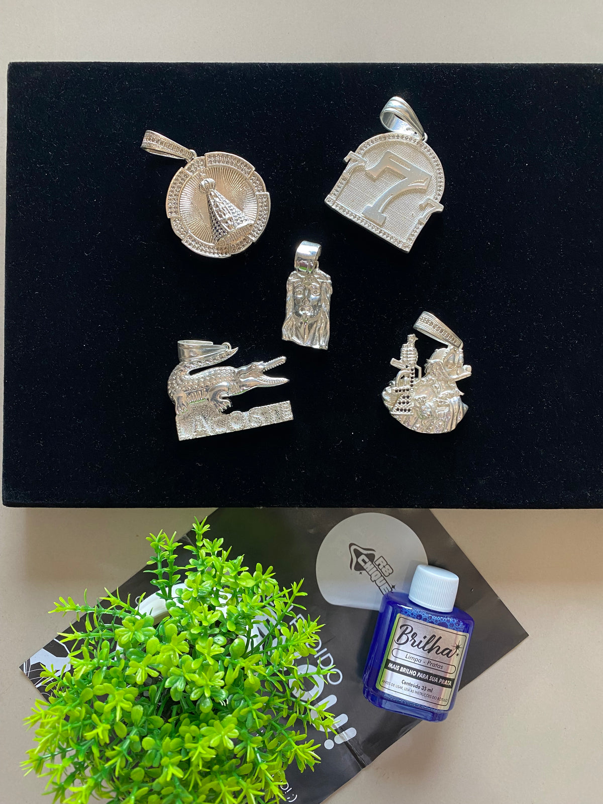 5 Pingentes Nacional + Limpa Pratas (Brinde) (Kit 138)