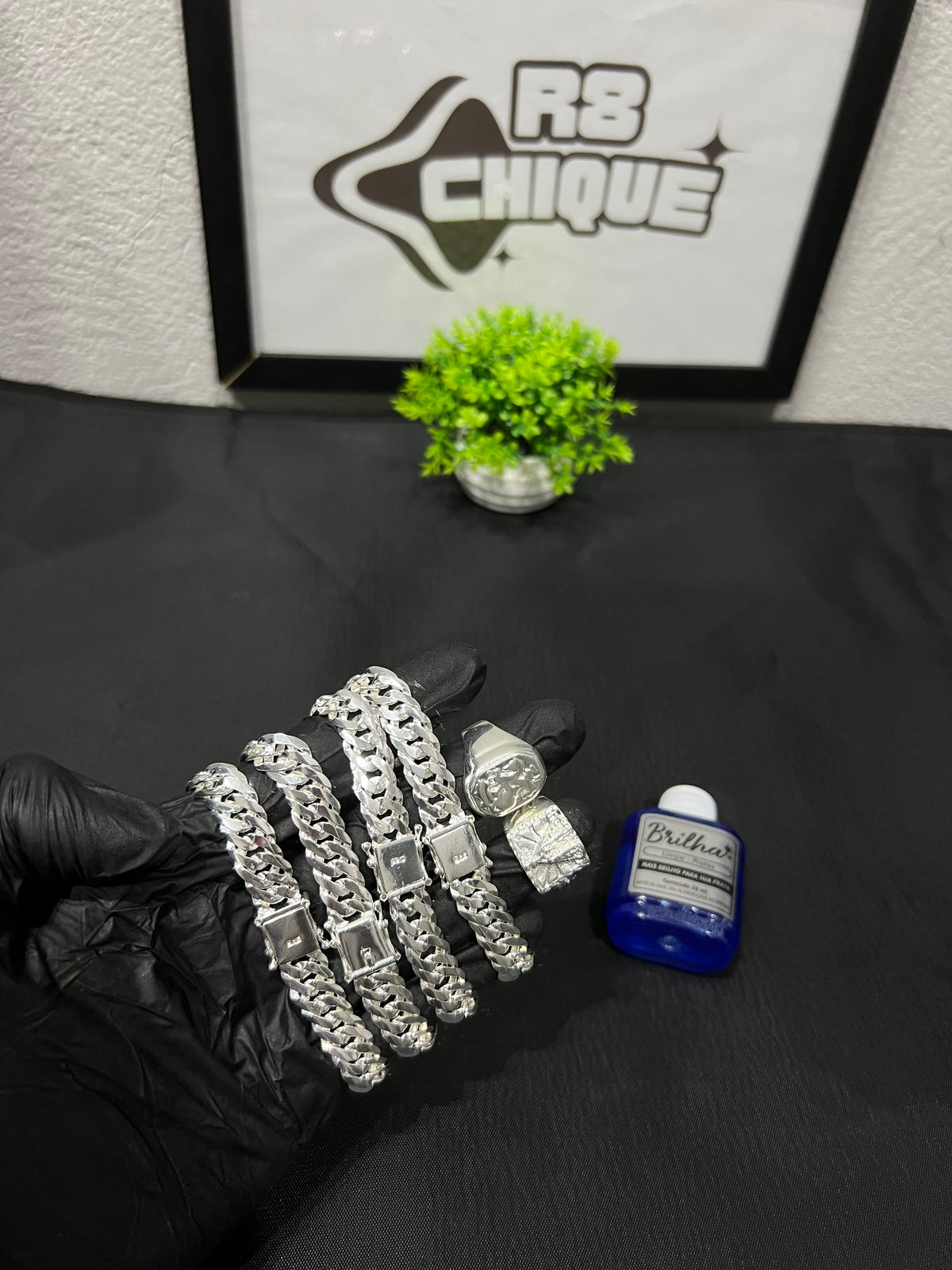 Kit Revenda | 4 Pulseira 13MM/70CM - EloDuplo + 2 Dedeira (Limpa Pratas Brinde)