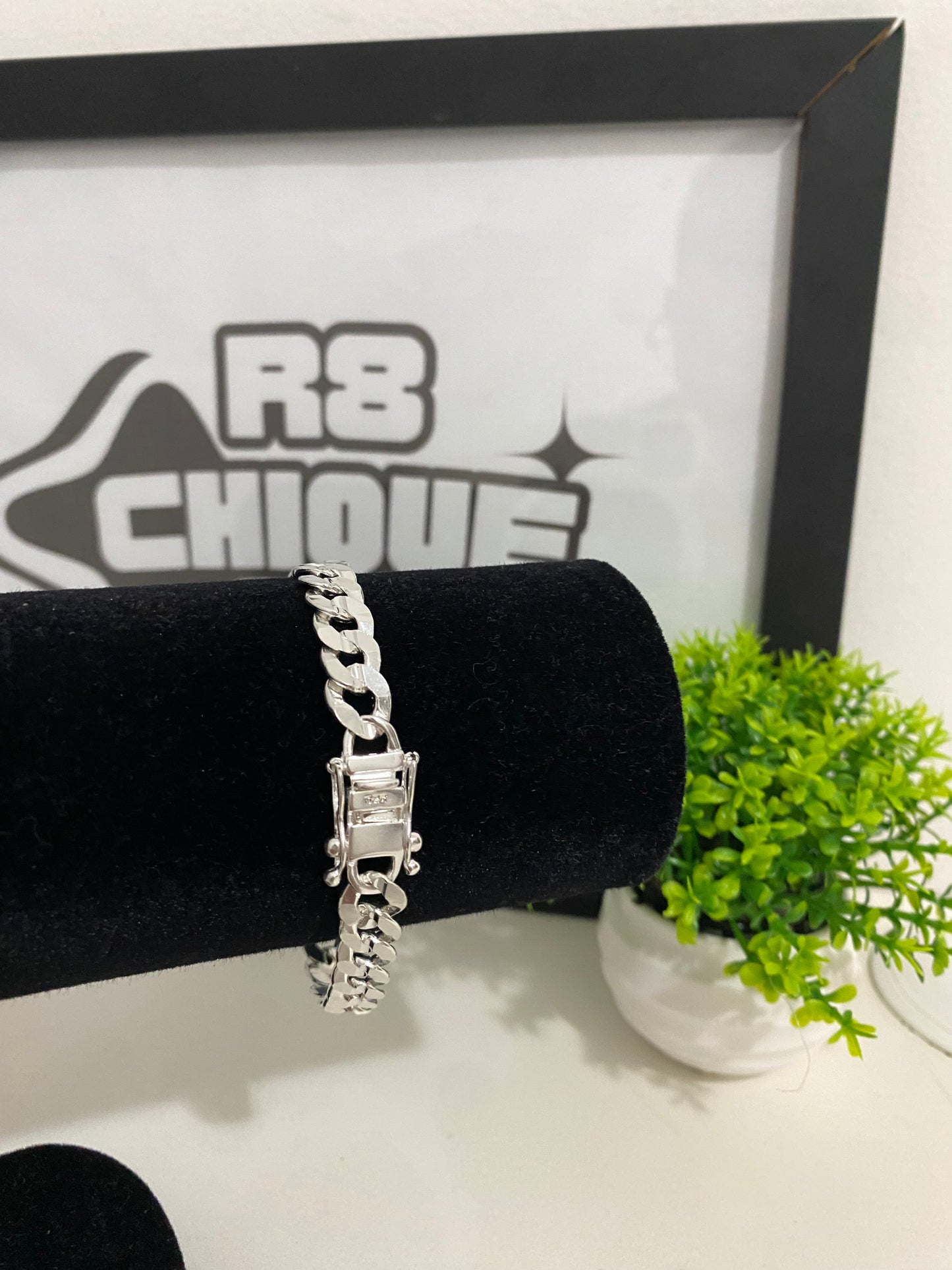 Pulseira 1x1 Laminada - 9MM Prata Mista
