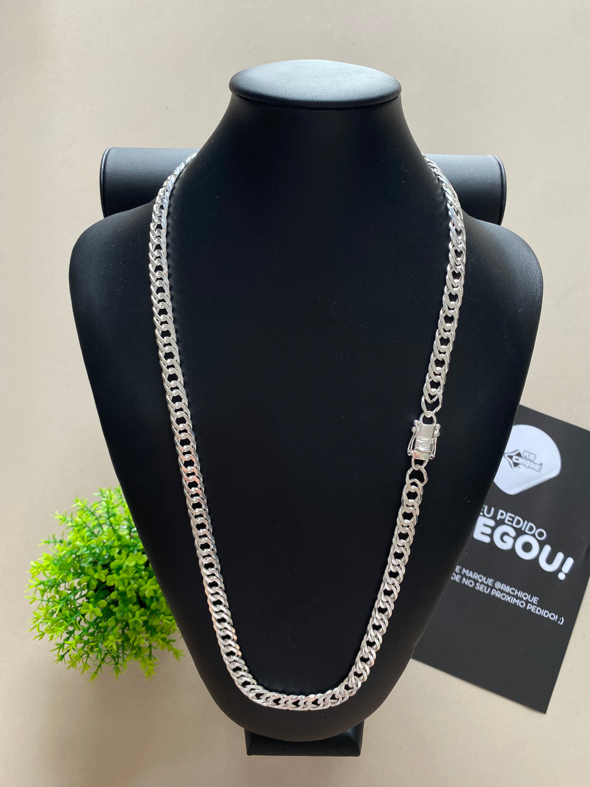 Corrente Prata Ello Duplo - 12MM / 70CM