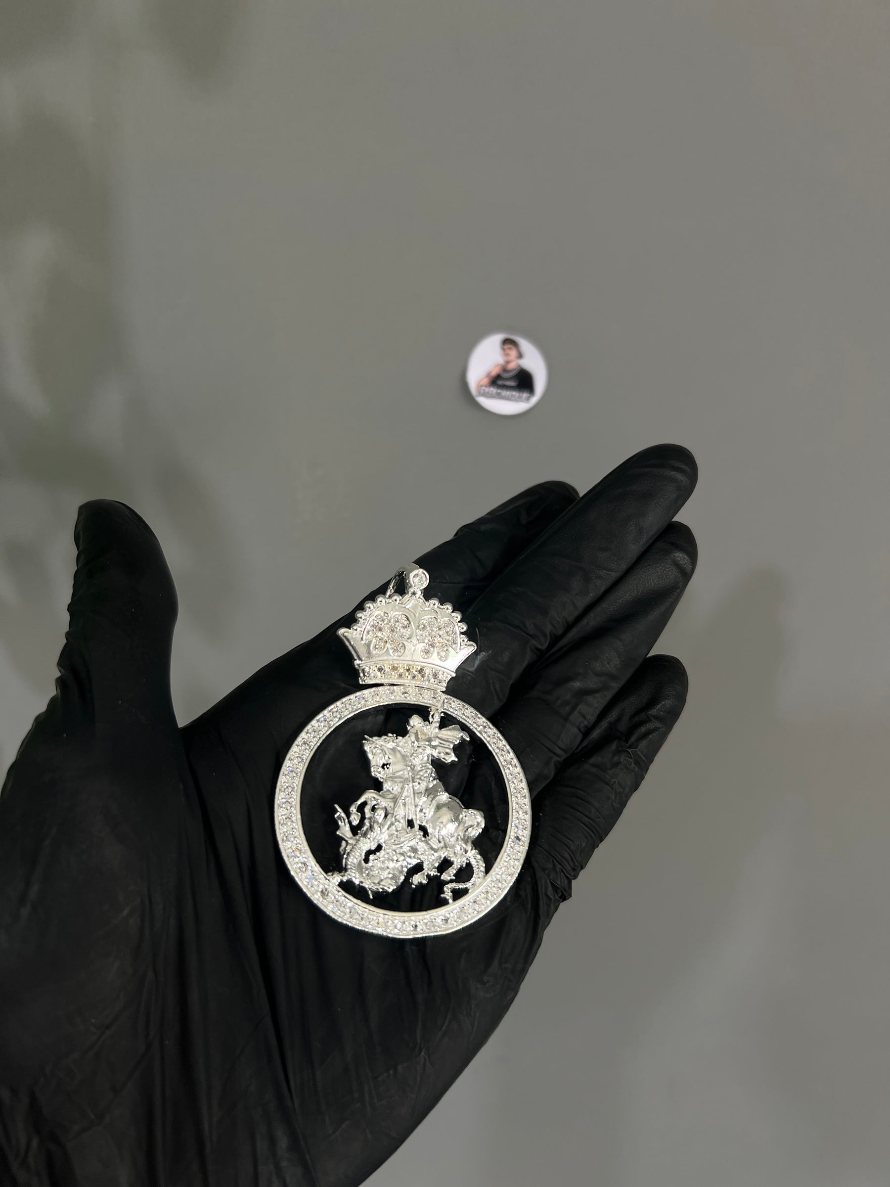 Pingente -  São Jorge coroa | Prata Mista 30