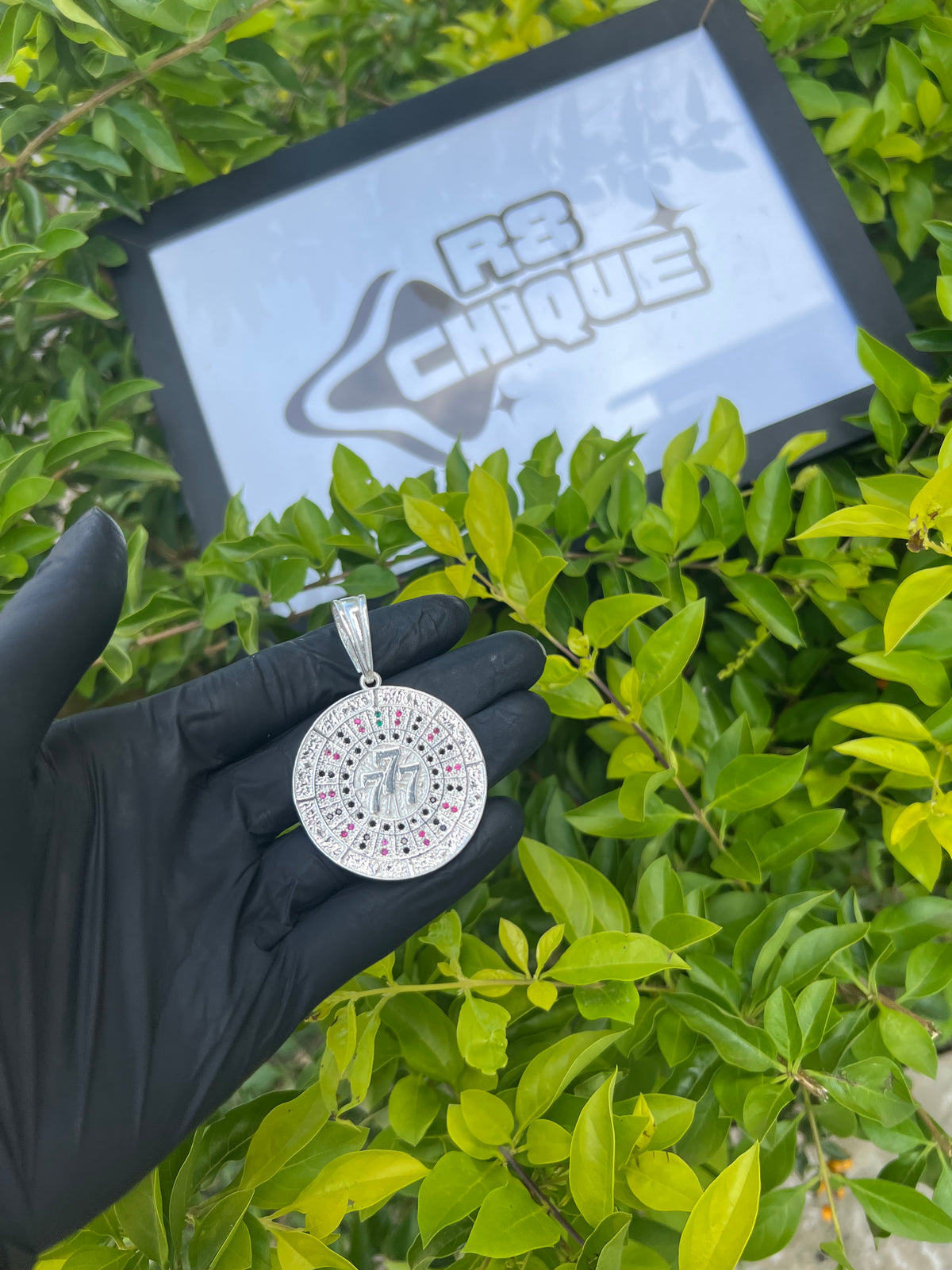 Pingente - 777 Redondo | Prata Mista