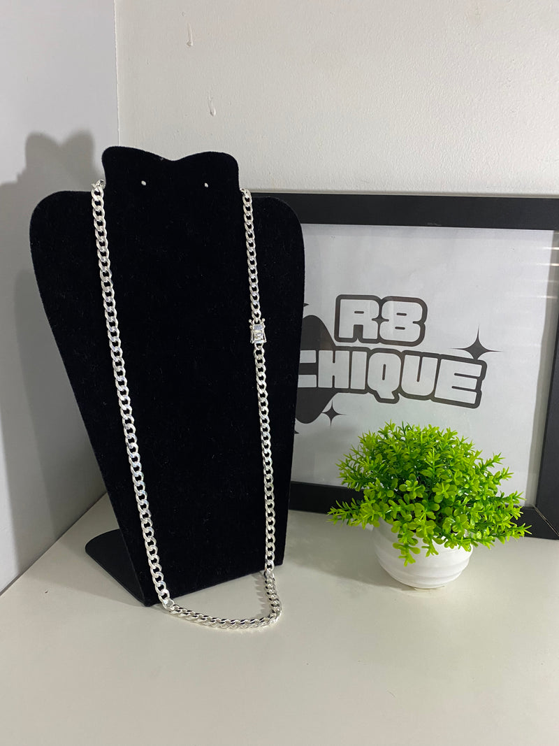 Corrente Prata Grumet 1x1 - 8MM / 70CM