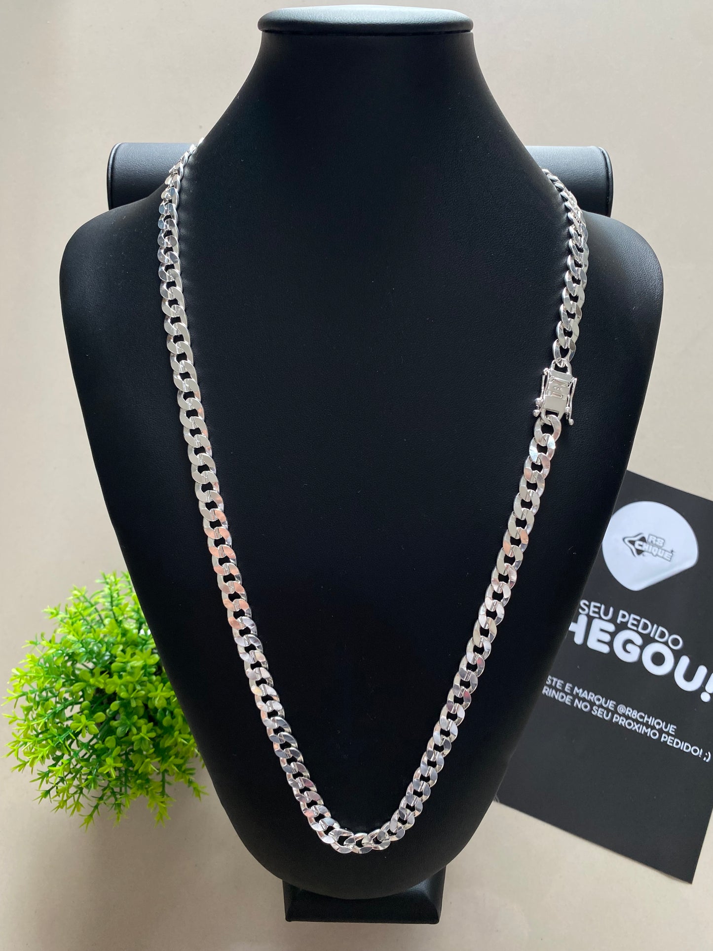 Corrente 1x1 - 9MM/70CM Prata Mista (LAMINADA)