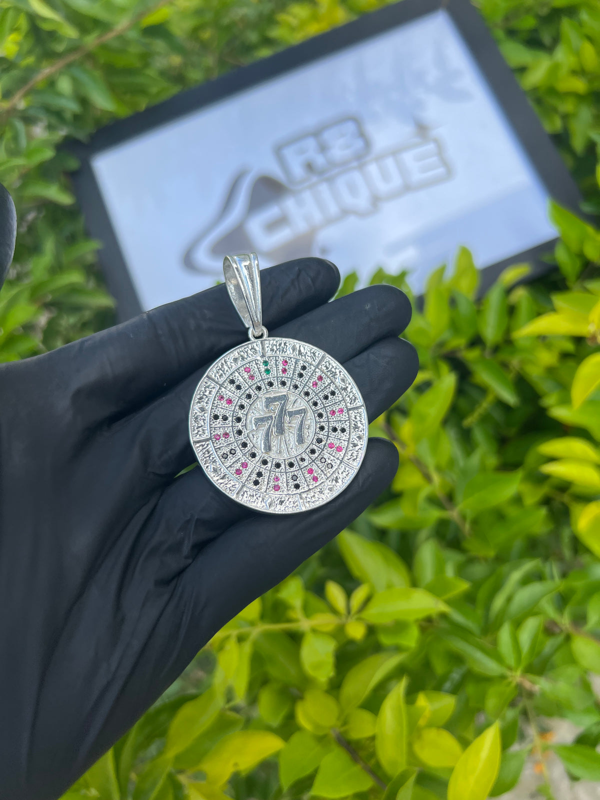 Pingente - 777 Redondo | Prata Mista