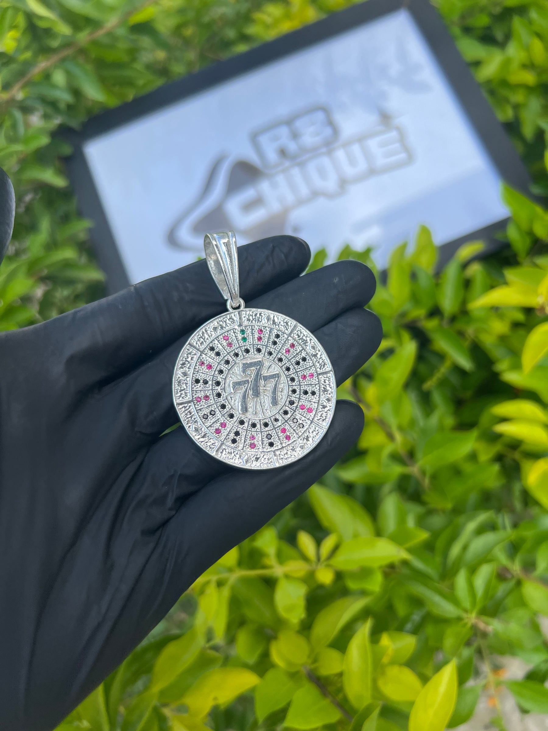 Pingente - 777 Redondo | Prata Mista