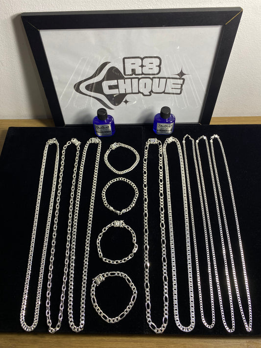 Kit Revenda | 4 Conjuntos 8MM - Cartie, 3x1, EloDuplo, 1x1 / 2 Limpa Prata (Kit 95)