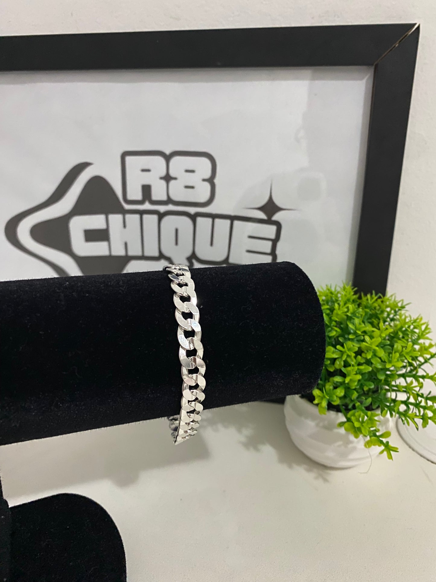 Pulseira 1x1 Laminada - 9MM Prata Mista
