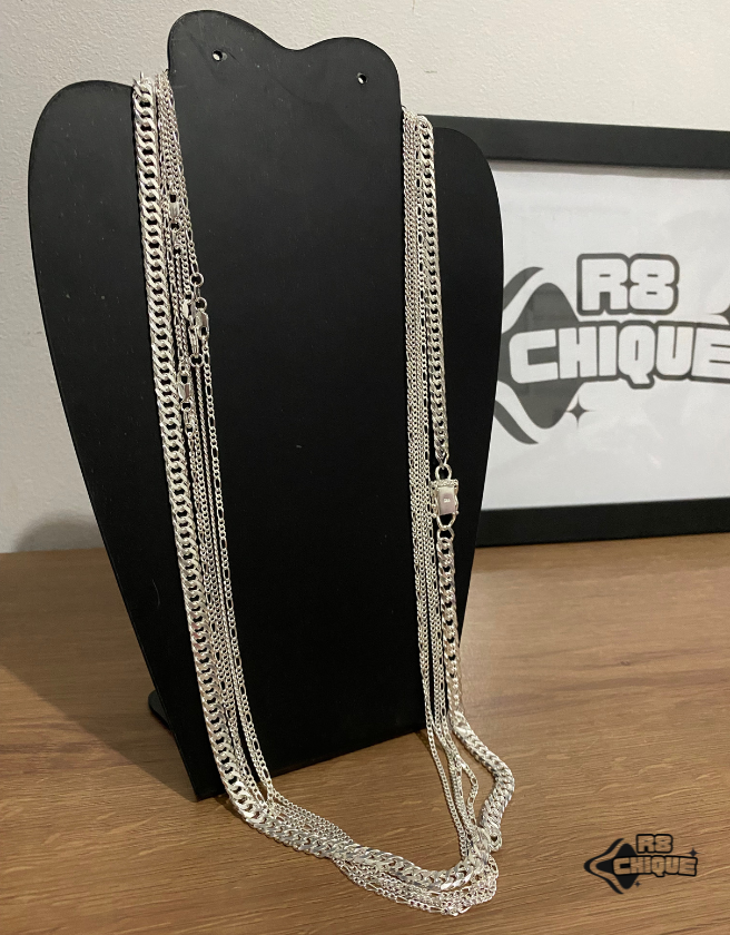 Kit Revenda | 5 Corrente de 3MM 3x1 e 1x1 / 1 de 8MM - EloDuplo (Kit 21)