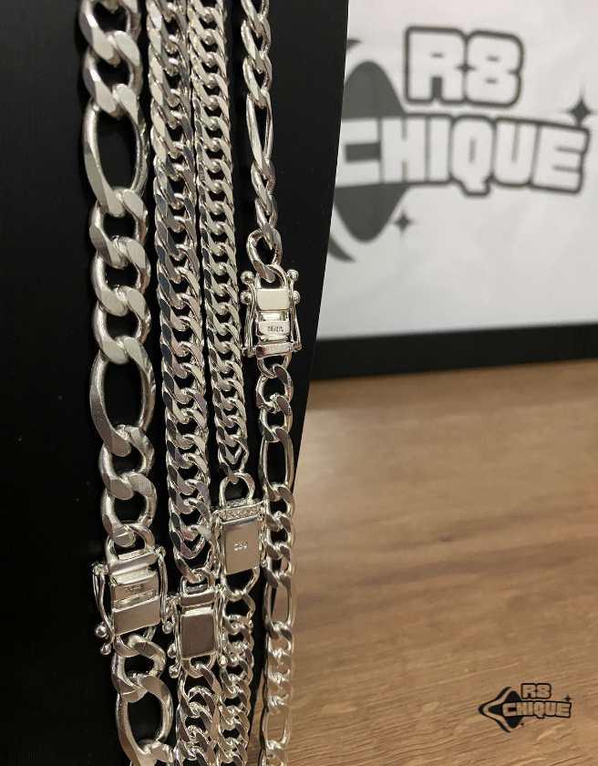 Kit Revenda | 2 Corrente de 8MM - EloDuplo e 3x1  /  2 de 12MM - 3x1 e EloDuplo / 70CM (Kit 51)